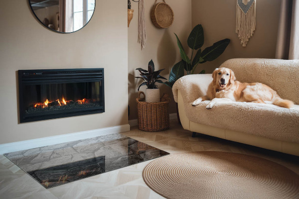 Plaat voor onder kachel Natuursteenmotief