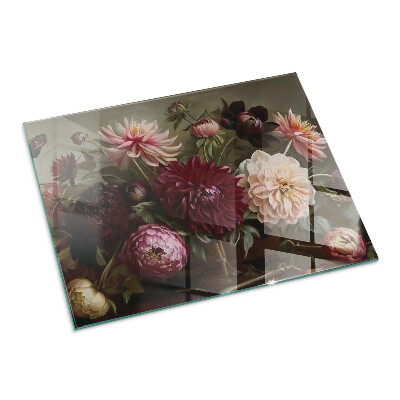 Plaat voor onder kachel Details van kleurrijke bloemen