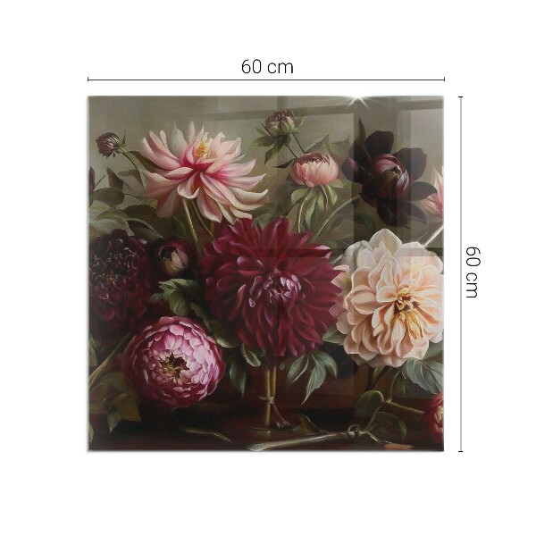 Plaat voor onder kachel Details van kleurrijke bloemen