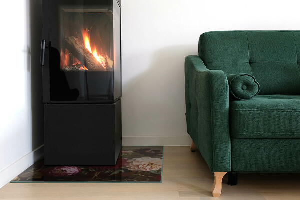 Plaat voor onder kachel Details van kleurrijke bloemen