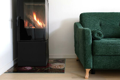 Plaat voor onder kachel Details van kleurrijke bloemen