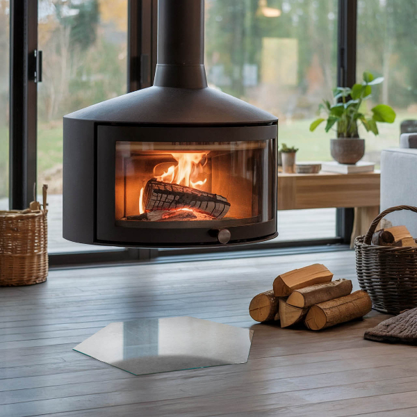 Zeshoekige vloerplaat voor kachel Betonconstructie met effect