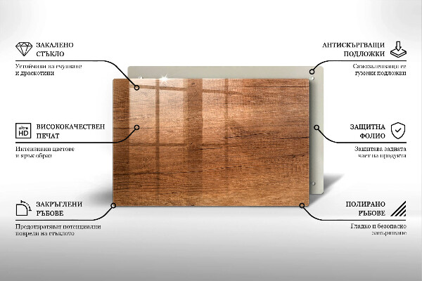 Glasplaat voor grafkaars Houtstructuur