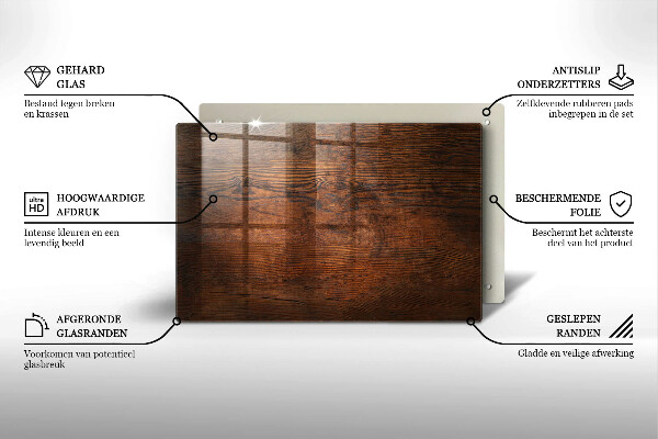 Glasplaat voor grafkaars Donkere houten plank