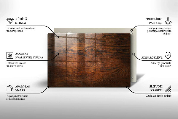 Glasplaat voor grafkaars Donkere houten plank