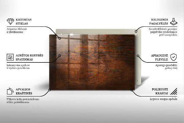 Glasplaat voor grafkaars Donkere houten plank