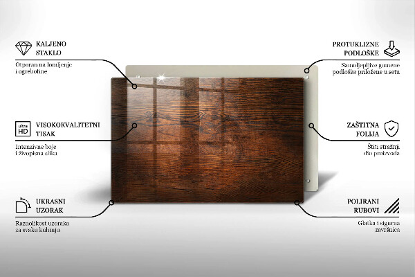 Glasplaat voor grafkaars Donkere houten plank