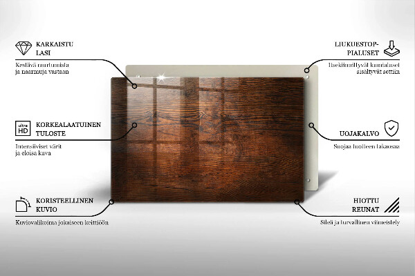 Glasplaat voor grafkaars Donkere houten plank