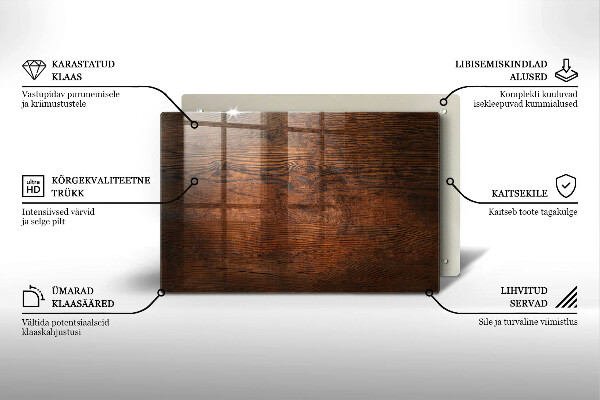 Glasplaat voor grafkaars Donkere houten plank