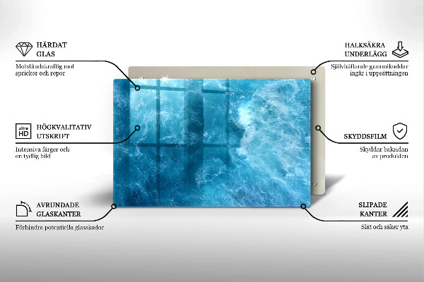 Glasplaat voor grafkaars Blauw water