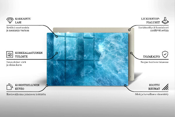 Glasplaat voor grafkaars Blauw water