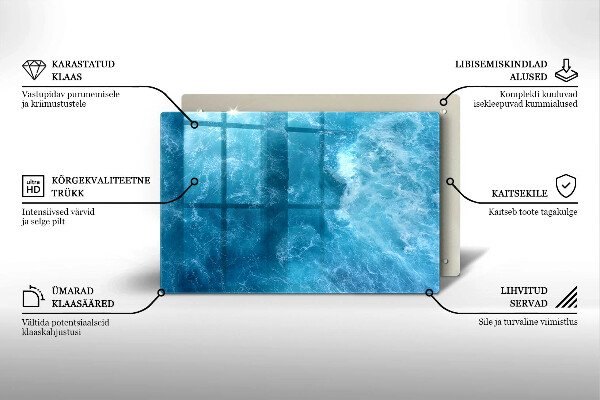 Glasplaat voor grafkaars Blauw water