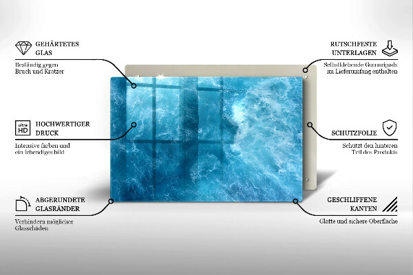 Glasplaat voor grafkaars Blauw water