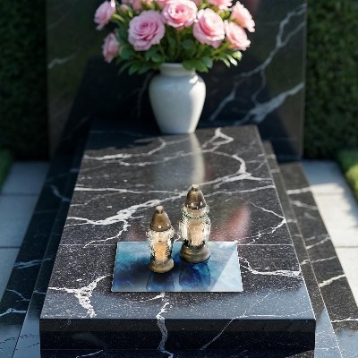 Glasplaat voor grafkaars Blauw water