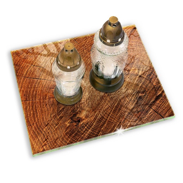 Glasplaat voor grafkaars Houtringen