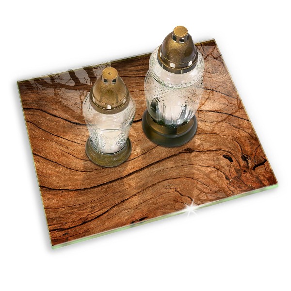 Glasplaat voor grafkaars Textuur van houten planken