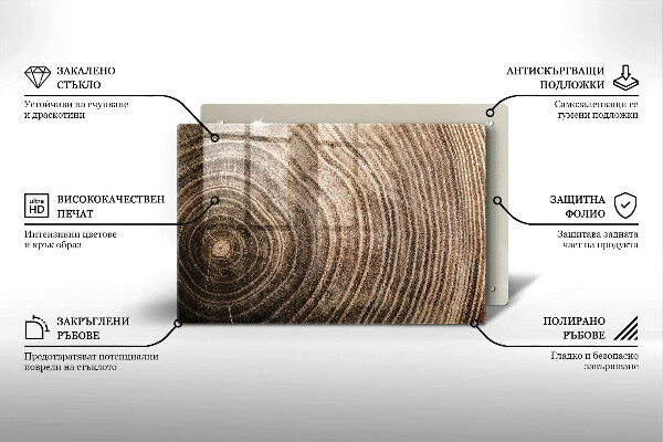 Glasplaat voor grafkaars Jaarringen van bomen