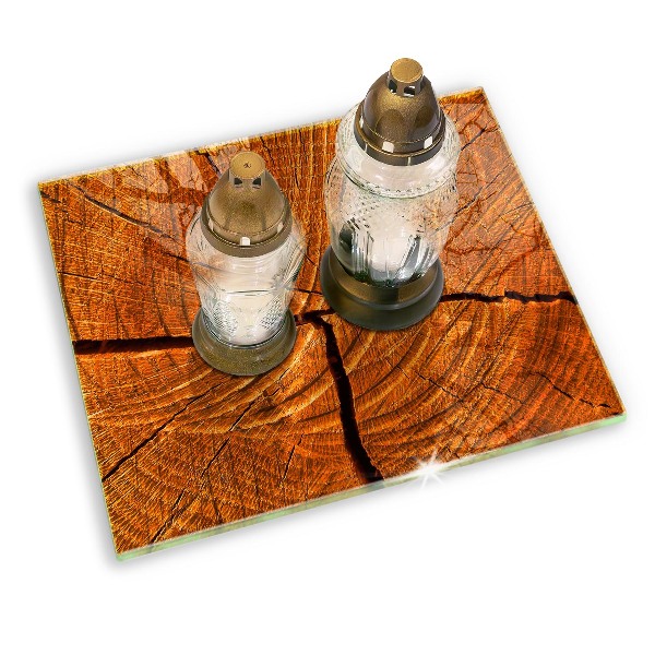 Glasplaat voor grafkaars Houten stamstructuur