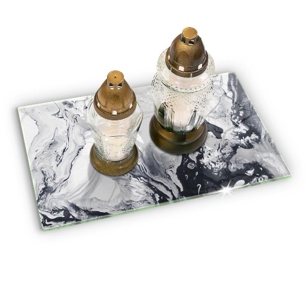 Glasplaat voor grafkaars Inktabstractie