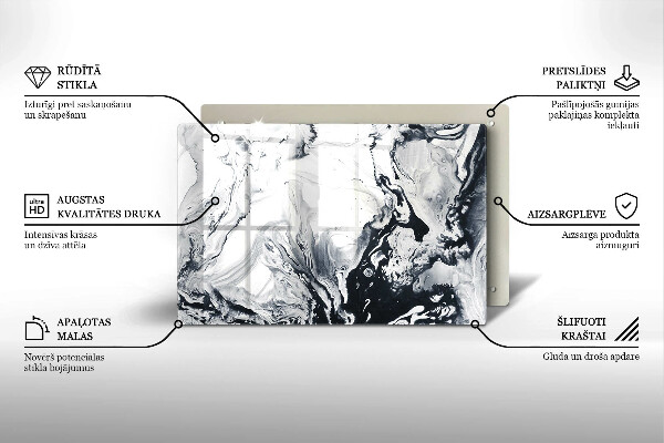 Glasplaat voor grafkaars Inktabstractie