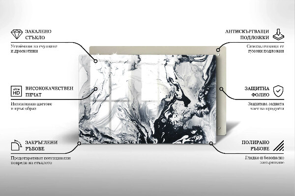 Glasplaat voor grafkaars Inktabstractie