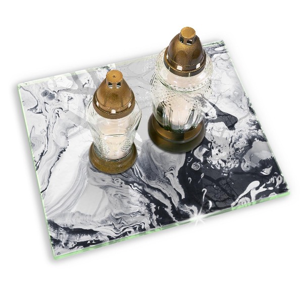 Glasplaat voor grafkaars Inktabstractie