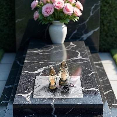 Glasplaat voor grafkaars Inktabstractie