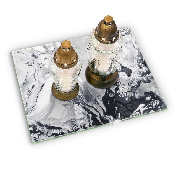 Glasplaat voor grafkaars Inktabstractie