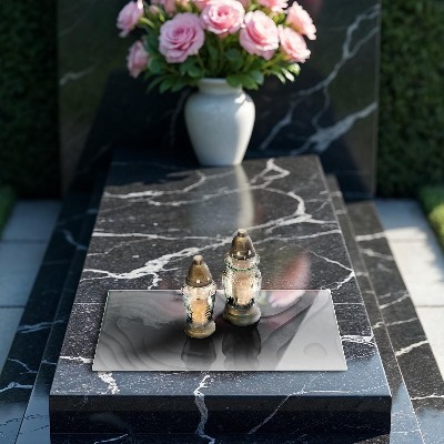 Glasplaat voor grafkaars 3D-steenvormen