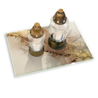 Glasplaat voor grafkaars Abstract goud