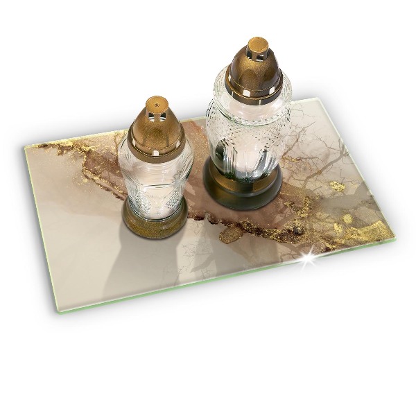 Glasplaat voor grafkaars Abstract goud