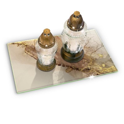 Glasplaat voor grafkaars Abstract goud