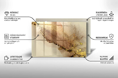 Glasplaat voor grafkaars Abstract goud