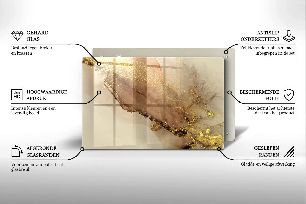 Glasplaat voor grafkaars Abstract goud