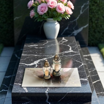 Glasplaat voor grafkaars Abstract goud