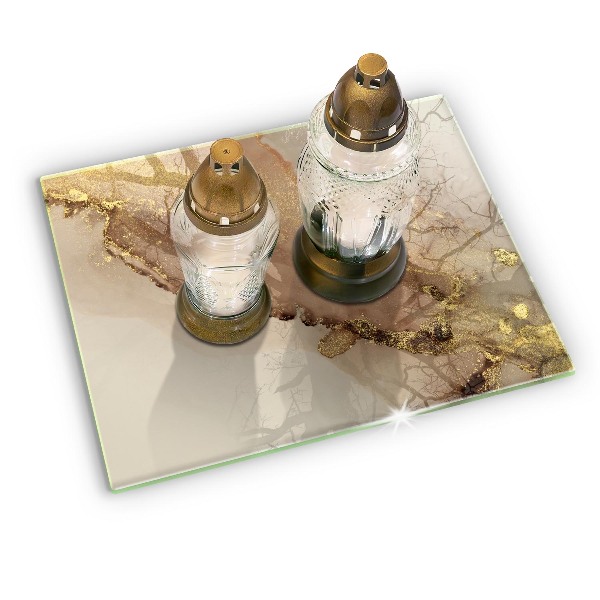 Glasplaat voor grafkaars Abstract goud
