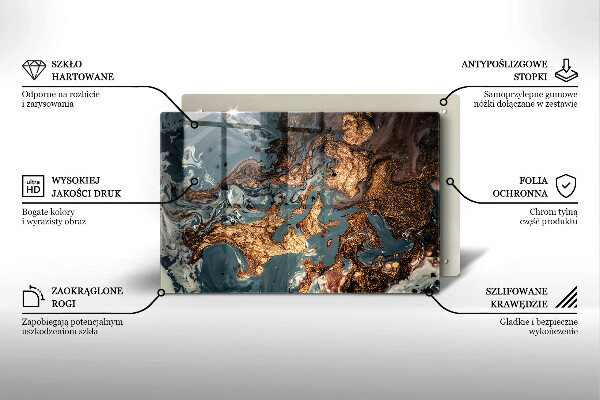 Glasplaat voor grafkaars Gouden rotsstructuur