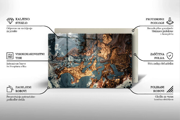 Glasplaat voor grafkaars Gouden rotsstructuur