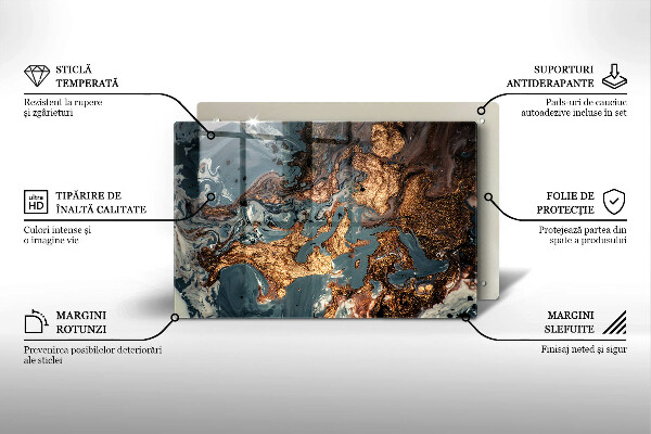 Glasplaat voor grafkaars Gouden rotsstructuur