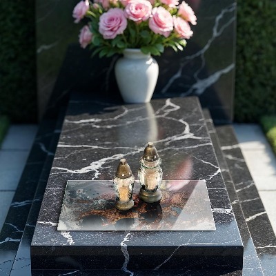 Glasplaat voor grafkaars Gouden rotsstructuur