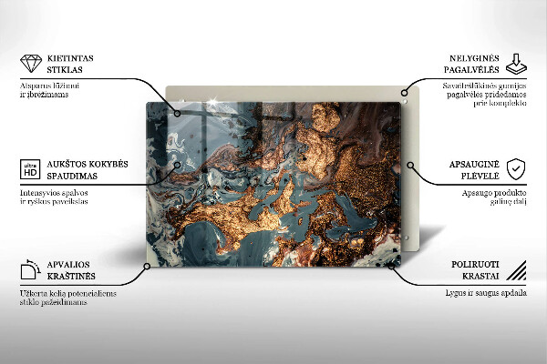 Glasplaat voor grafkaars Gouden rotsstructuur