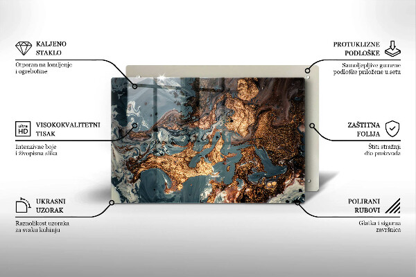 Glasplaat voor grafkaars Gouden rotsstructuur