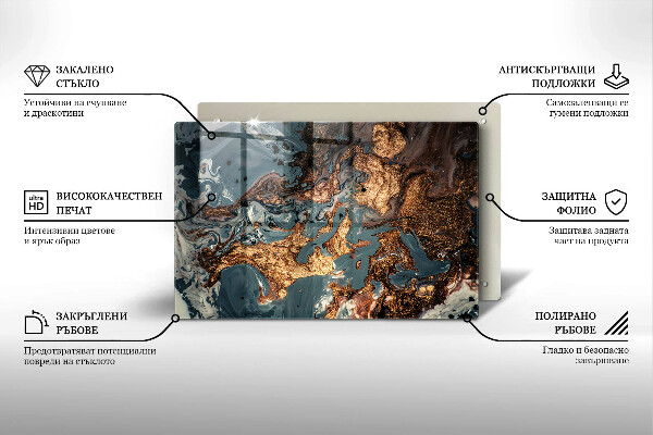 Glasplaat voor grafkaars Gouden rotsstructuur