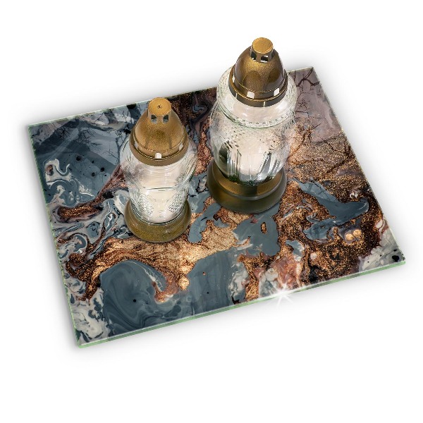 Glasplaat voor grafkaars Gouden rotsstructuur