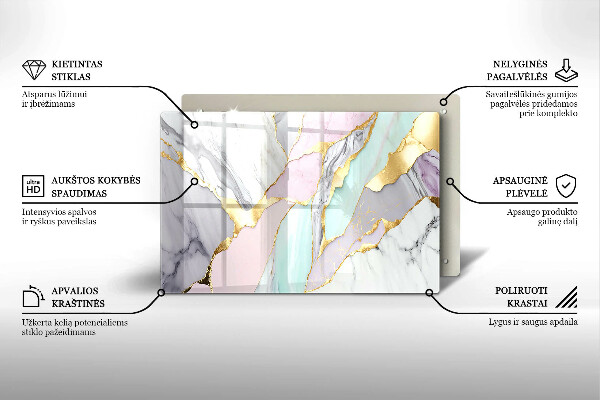 Glasplaat voor grafkaars Pastel marmer