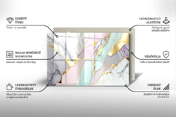 Glasplaat voor grafkaars Pastel marmer