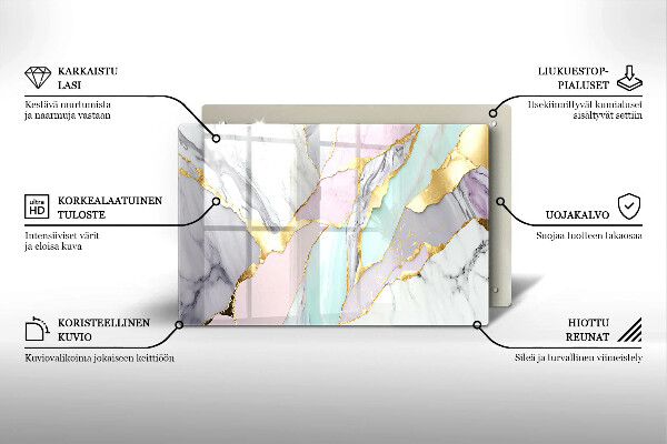 Glasplaat voor grafkaars Pastel marmer