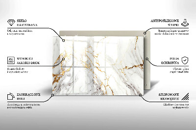 Glasplaat voor grafkaars Licht marmer met goud