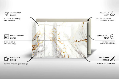 Glasplaat voor grafkaars Licht marmer met goud