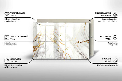 Glasplaat voor grafkaars Licht marmer met goud